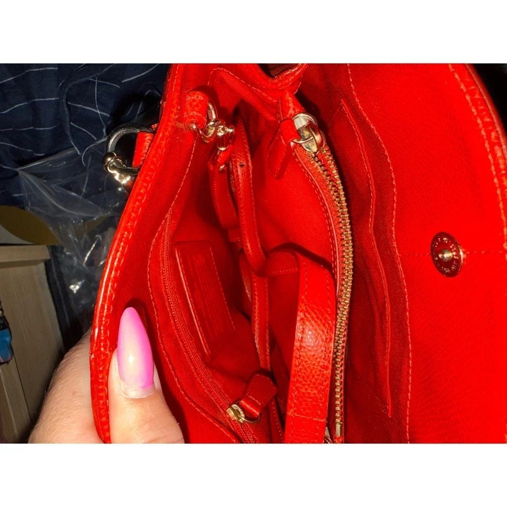 Coach Kelsey Satchel Red Leather Handbag with Crossbody